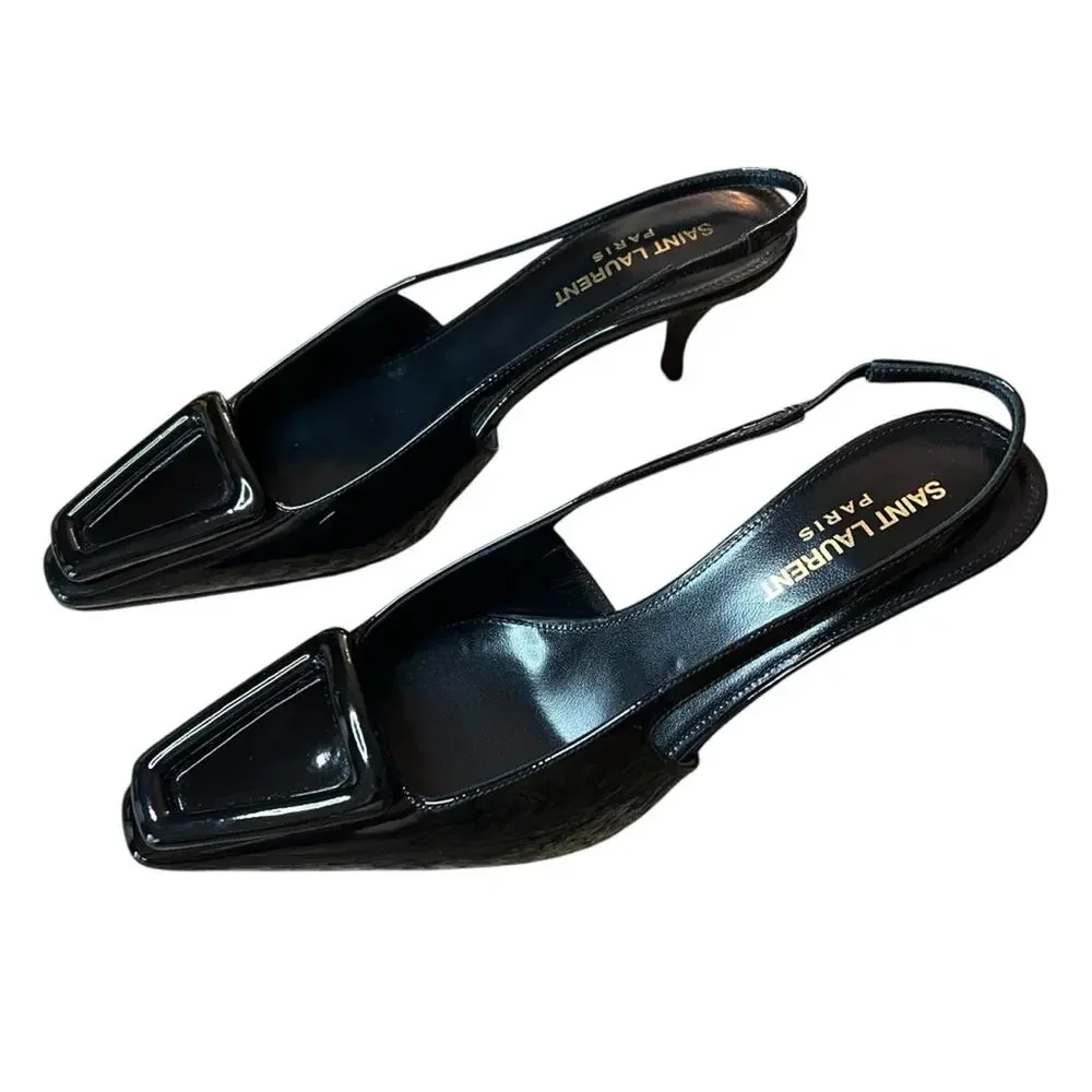 Saint Laurent Tom Slingback Pump 60 Black Patent Leather  NEW EU 35.5 US 5.5 - Picture 5 of 16